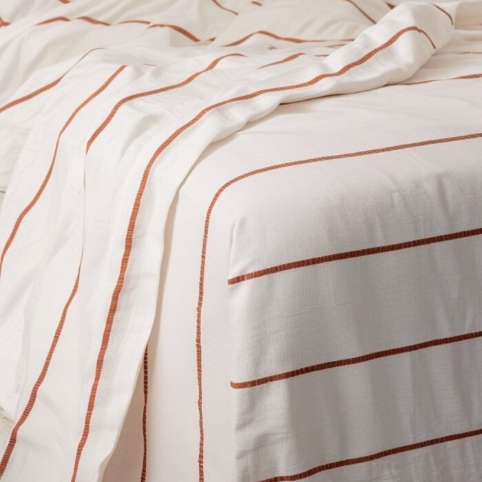 Lniane prześcieradło z gumką - Cedar Stripe