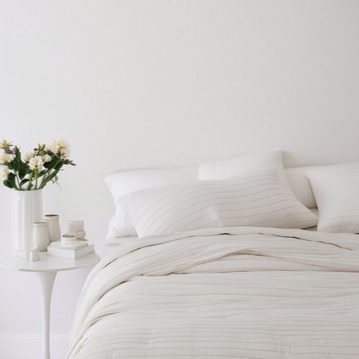 Komplet poszewek na kołdrę lnianą - ołówkowy pasek