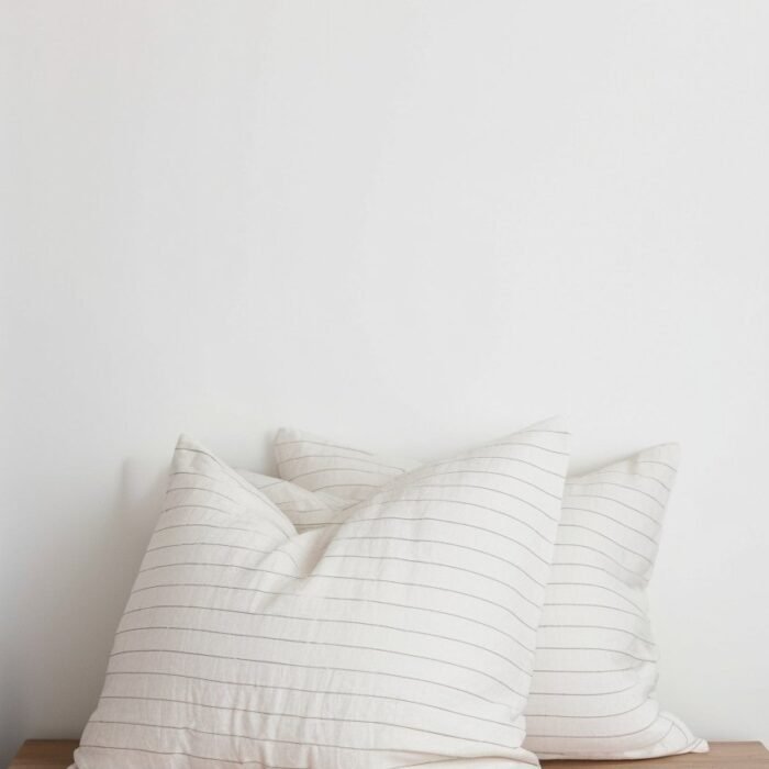 Zestaw 2 lnianych poszewek na poduszki Euro – w paski ołówkowe