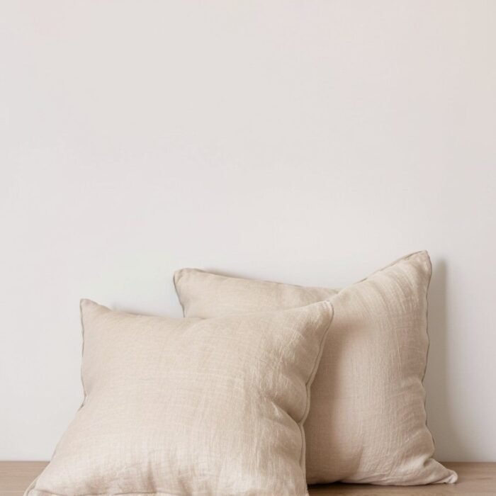 Zestaw 2 poszewek na poduszki Euro z lamówką z lnu – Natural i Forest