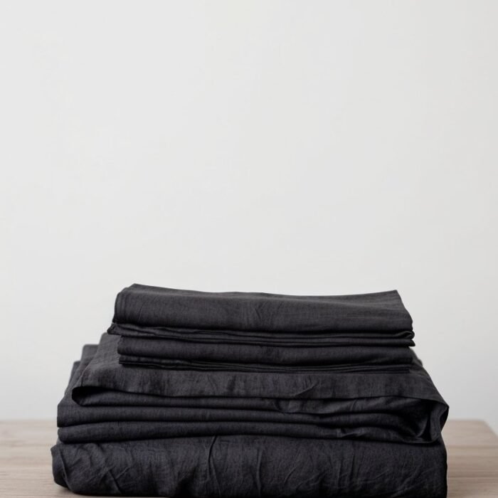 Komplet pościeli lnianej z poszewkami na poduszki - Łupkowy