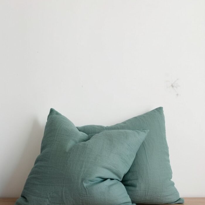 Zestaw 2 lnianych poszewek na poduszki Euro – Bluestone