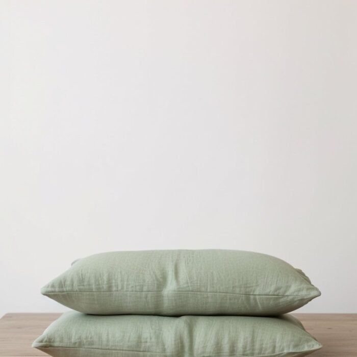 Zestaw 2 lnianych poszewek na poduszki - szałwia