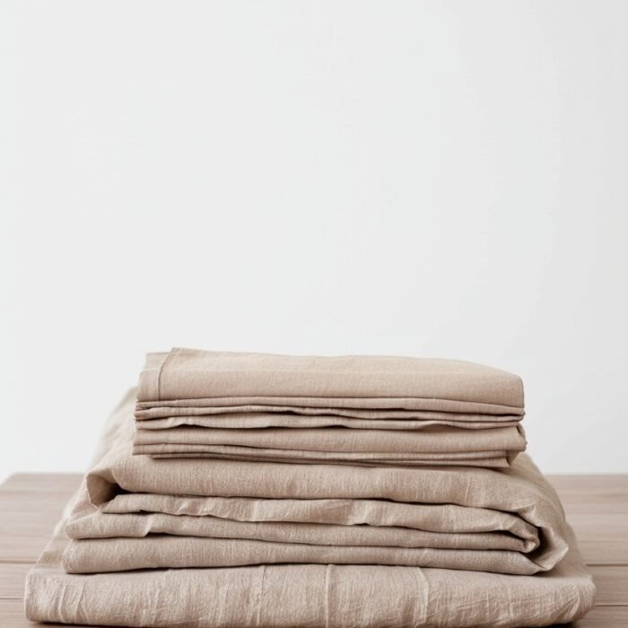 Komplet pościeli lnianej z poszewkami na poduszki - naturalny