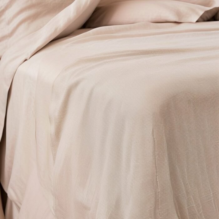 Lniane prześcieradło z gumką - róż