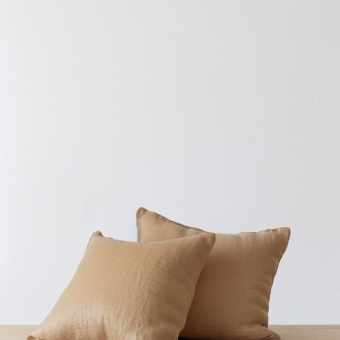 Zestaw 2 lnianych poszewek na poduszki Euro – piaskowy