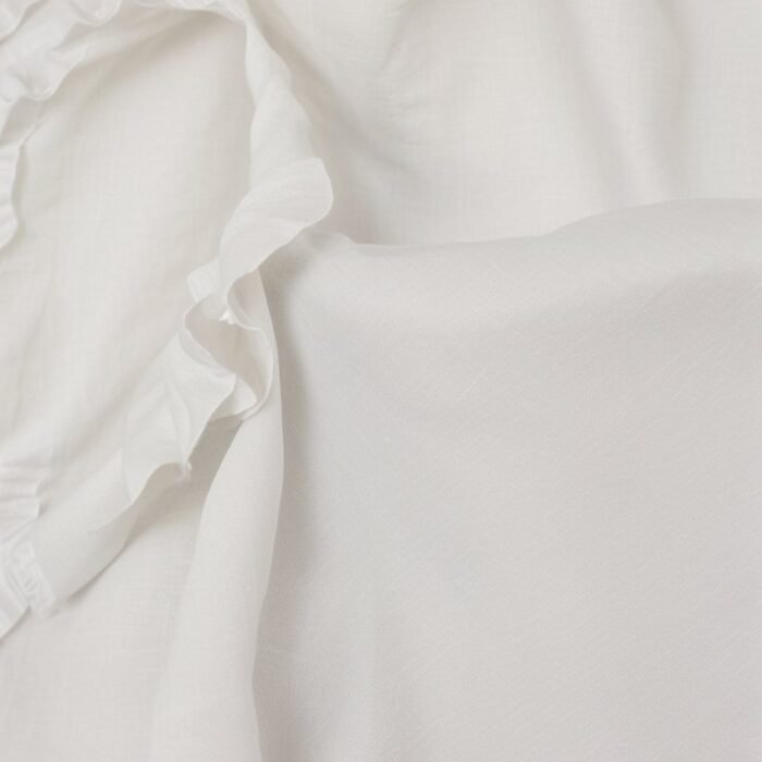 Lniane prześcieradło z obramowaniem - kość słoniowa