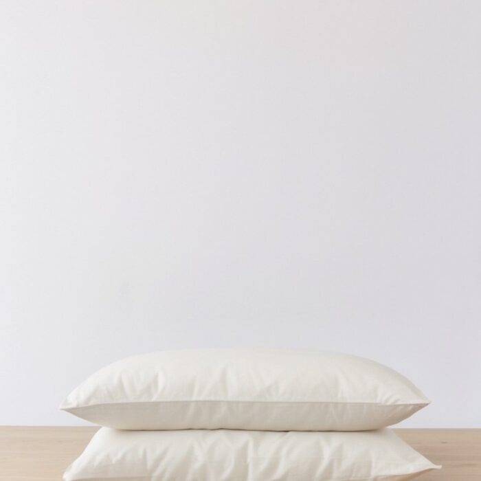 Zestaw 2 lnianych poszewek na poduszki – kość słoniowa