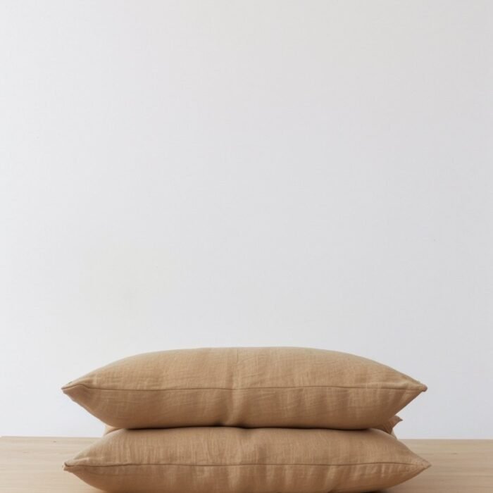 Zestaw 2 lnianych poszewek na poduszki – piaskowy